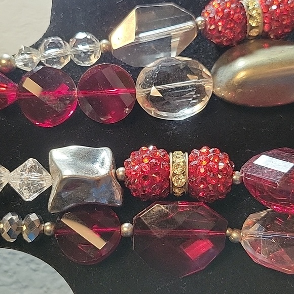 Ruby red bi level women's necklace - Picture 4 of 8